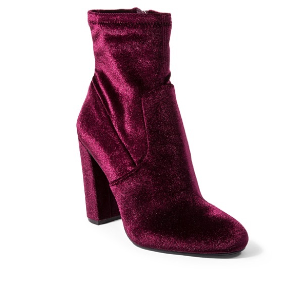 Steve Madden Velvet Ankle Boots in Rich Burgundy - Picture 2 of 5
